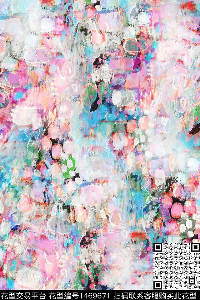 时尚小清新抽象数码印花华亿平台下载（图片编号: 1469671） - 瓦栏（Walan）