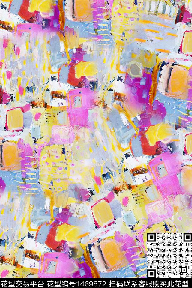 小清新抽象真丝数码印花华亿平台下载（图片编号: 1469672） - 瓦栏（Walan）