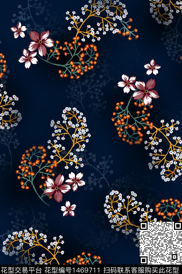 真丝花卉小碎花数码印花华亿平台下载（图片编号: 1469711） - 瓦栏（Walan）