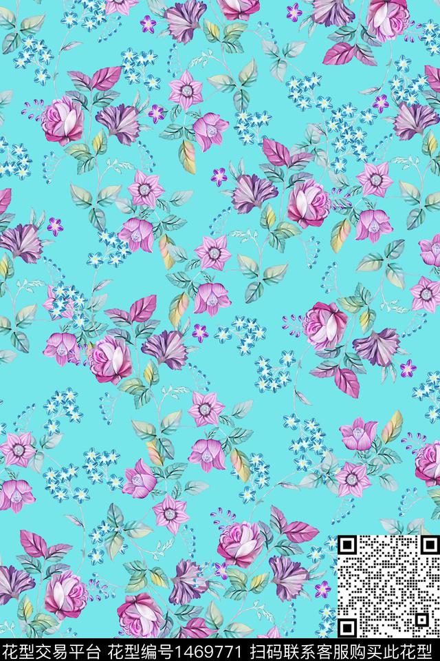 花卉年轻女性潮牌数码印花华亿平台下载（图片编号: 1469771） - 瓦栏（Walan）