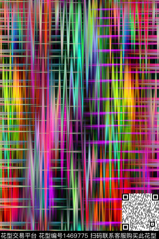 线条格子大牌风数码印花华亿平台下载（图片编号: 1469775） - 瓦栏（Walan）