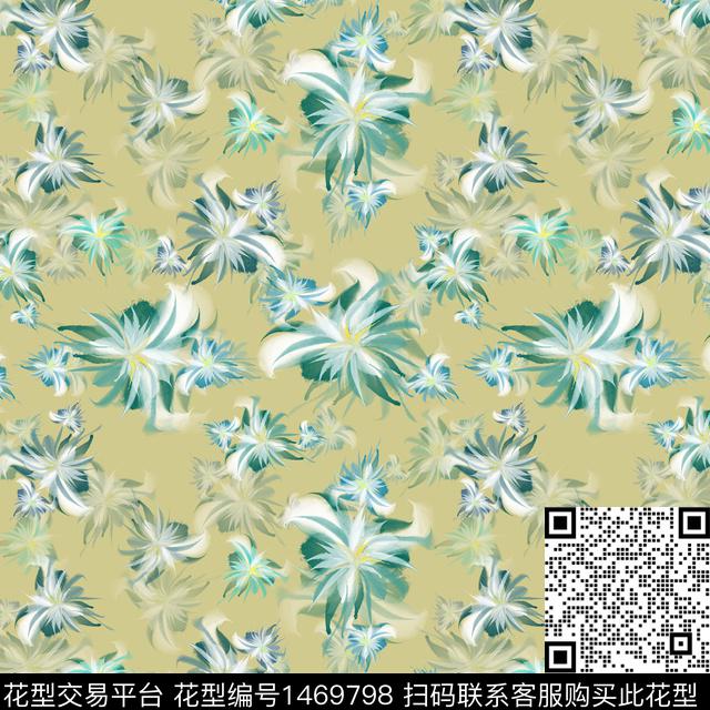 渐变小碎花水彩花卉数码印花华亿平台下载（图片编号: 1469798） - 瓦栏（Walan）