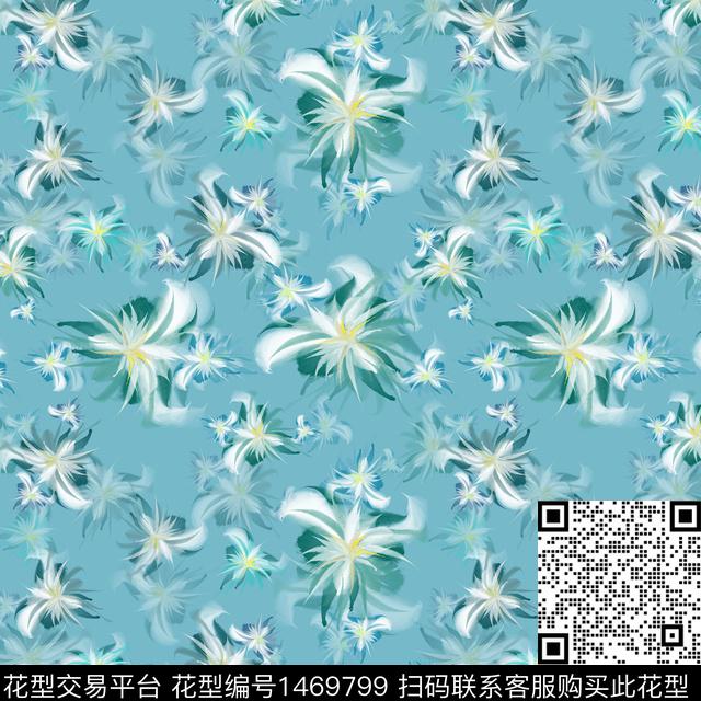 渐变小碎花水彩花卉数码印花华亿平台下载（图片编号: 1469799） - 瓦栏（Walan）