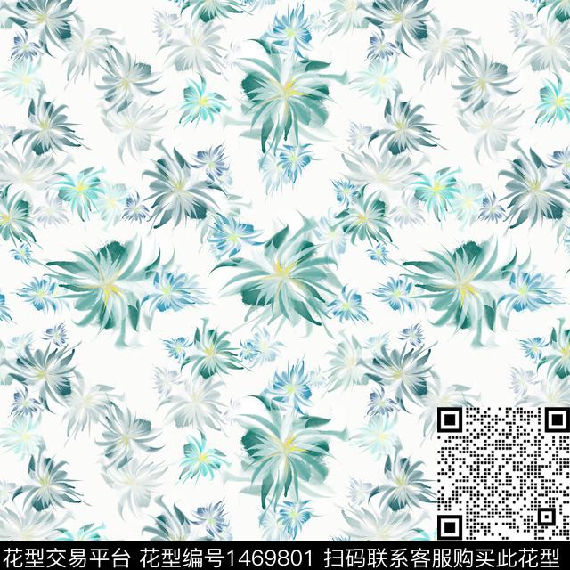 渐变小碎花水彩花卉数码印花华亿平台下载（图片编号: 1469801） - 瓦栏（Walan）