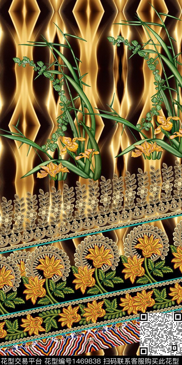 定位花几何抽象数码印花华亿平台下载（图片编号: 1469838） - 瓦栏（Walan）