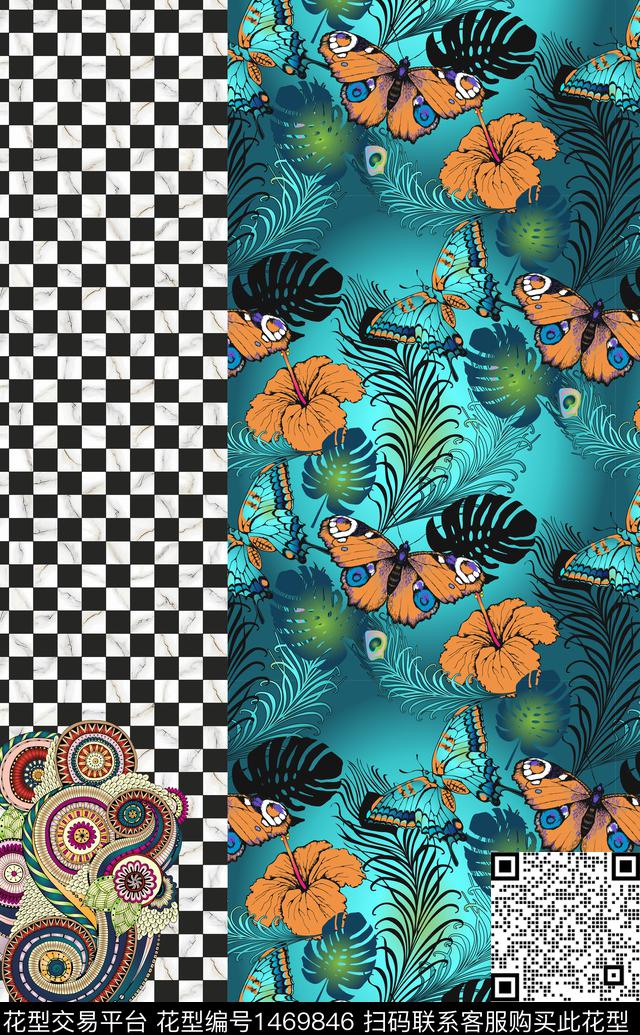 定位花几何抽象数码印花华亿平台下载（图片编号: 1469846） - 瓦栏（Walan）