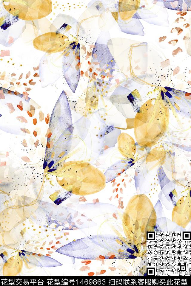 时尚小清新抽象数码印花华亿平台下载（图片编号: 1469863） - 瓦栏（Walan）