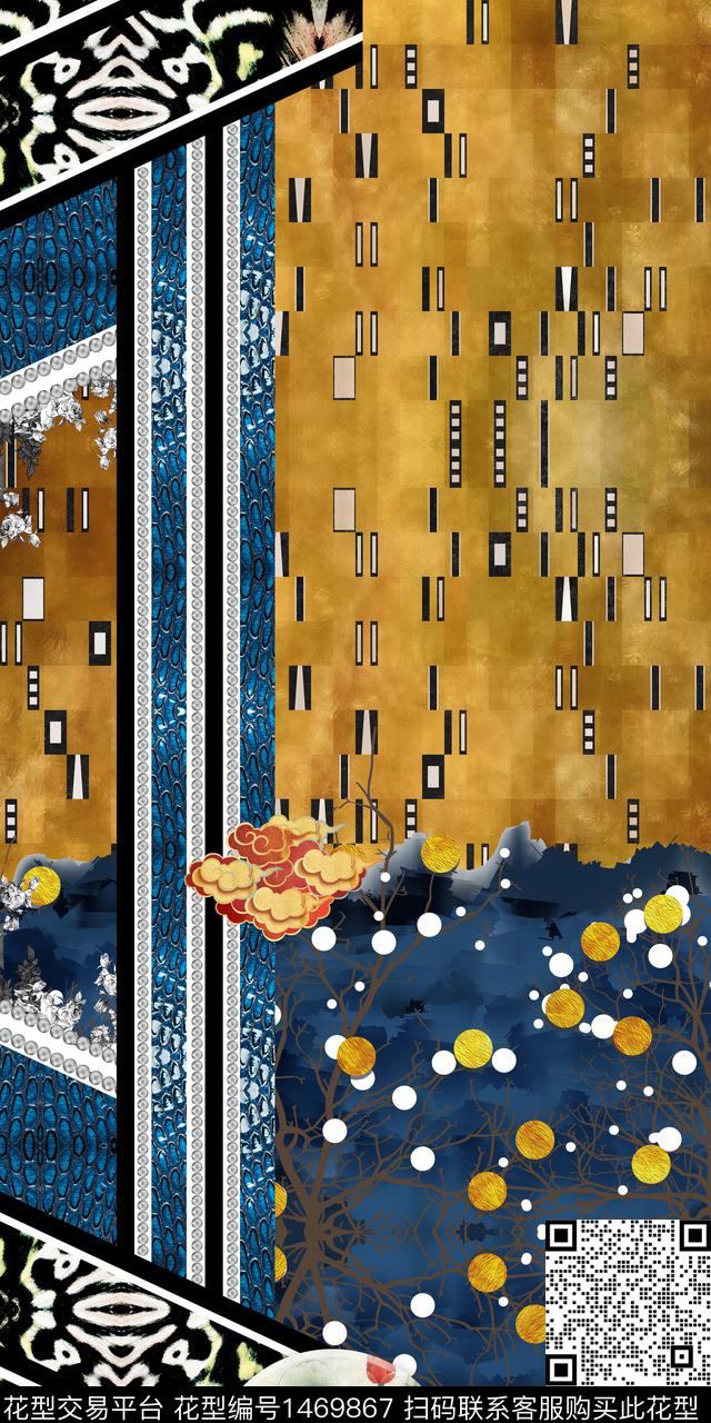 定位花几何抽象数码印花华亿平台下载（图片编号: 1469867） - 瓦栏（Walan）