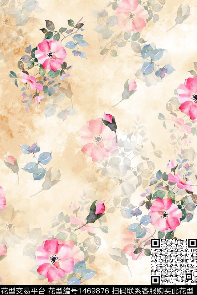 时尚花卉小清新数码印花华亿平台下载（图片编号: 1469876） - 瓦栏（Walan）