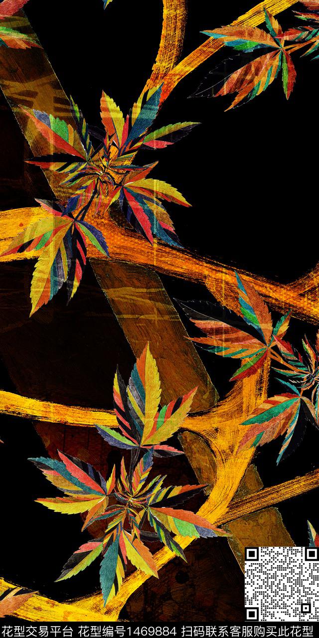 定位花复古香云纱数码印花华亿平台下载（图片编号: 1469884） - 瓦栏（Walan）