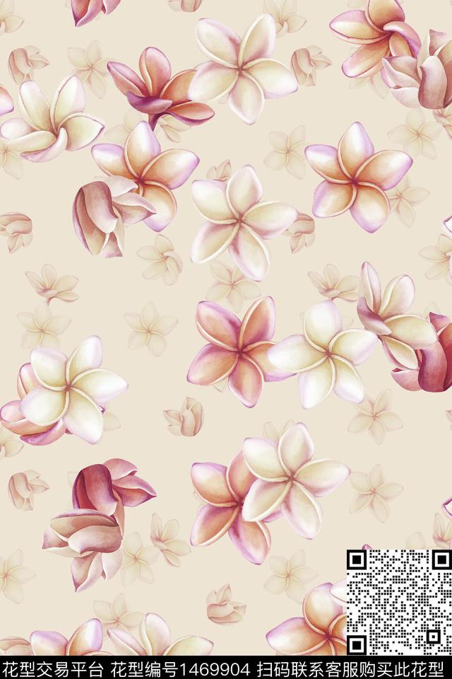 花卉大牌风小清新数码印花华亿平台下载（图片编号: 1469904） - 瓦栏（Walan）