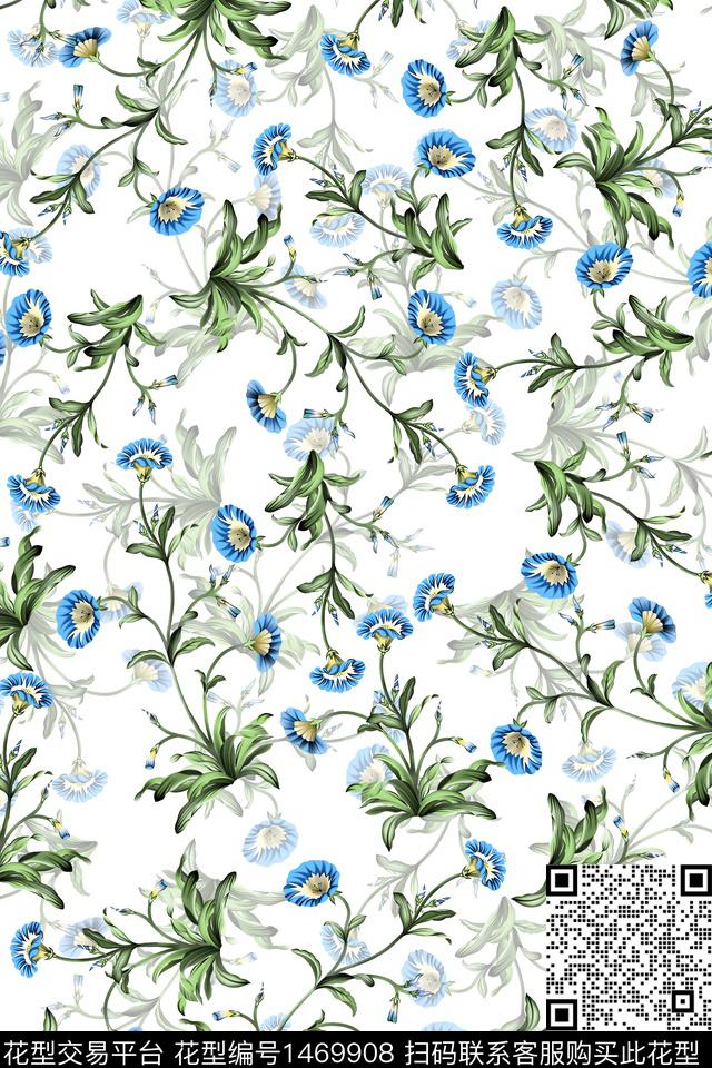 花卉大牌风小清新数码印花华亿平台下载（图片编号: 1469908） - 瓦栏（Walan）