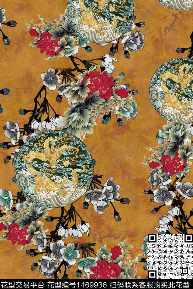 复古香云纱真丝数码印花华亿平台下载（图片编号: 1469936） - 瓦栏（Walan）