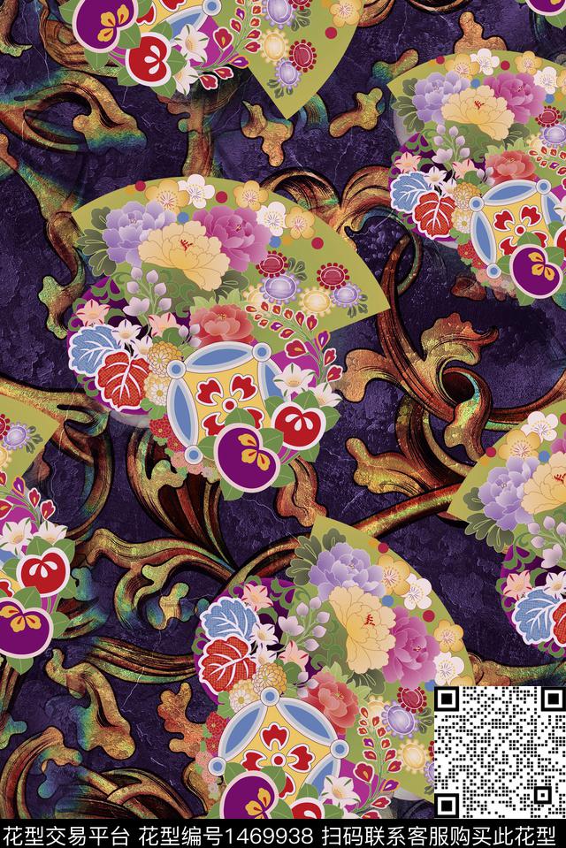 复古香云纱真丝数码印花华亿平台下载（图片编号: 1469938） - 瓦栏（Walan）
