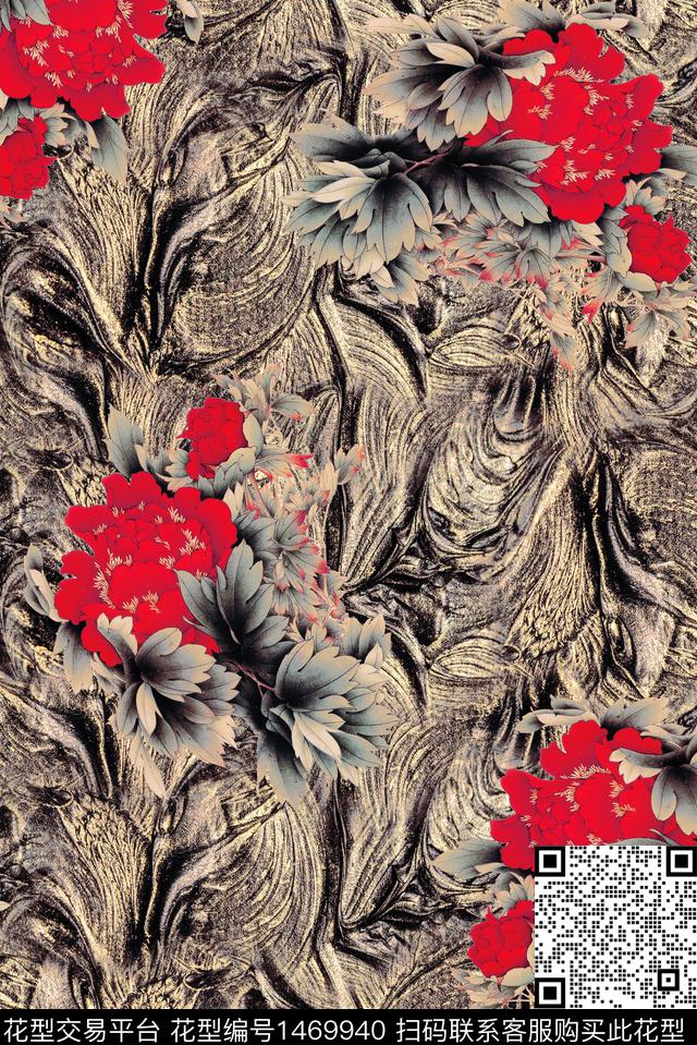 复古香云纱真丝数码印花华亿平台下载（图片编号: 1469940） - 瓦栏（Walan）