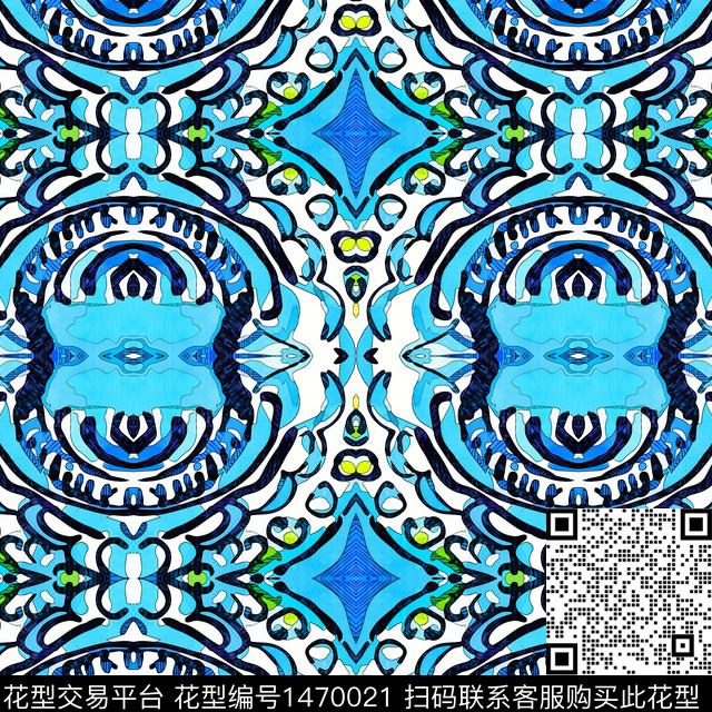 几何时尚扎染华亿平台数码印花华亿平台下载（图片编号: 1470021） - 瓦栏（Walan）
