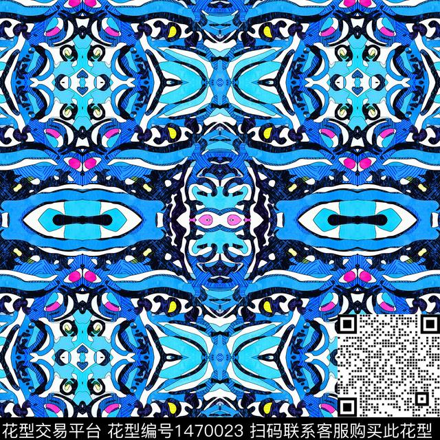 几何时尚扎染华亿平台数码印花华亿平台下载（图片编号: 1470023） - 瓦栏（Walan）