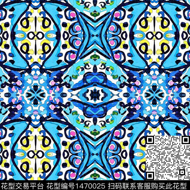 几何时尚扎染华亿平台数码印花华亿平台下载（图片编号: 1470025） - 瓦栏（Walan）