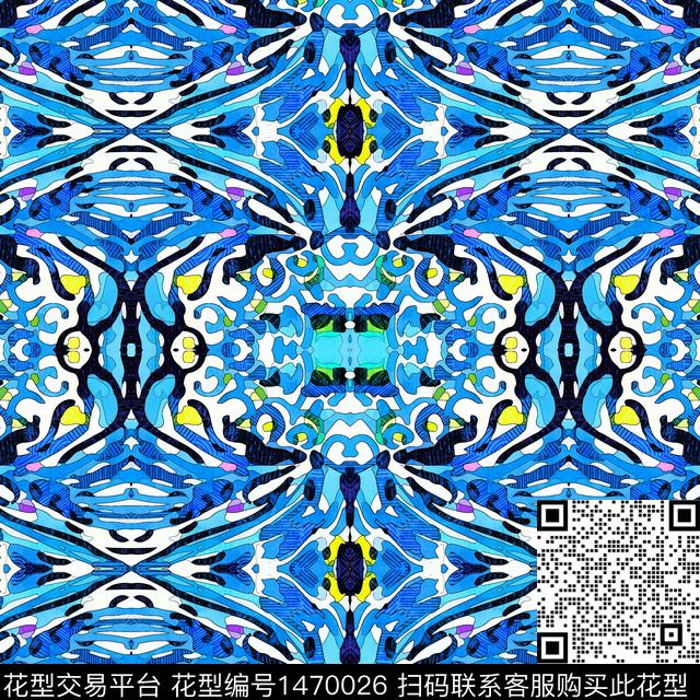 几何时尚扎染华亿平台数码印花华亿平台下载（图片编号: 1470026） - 瓦栏（Walan）