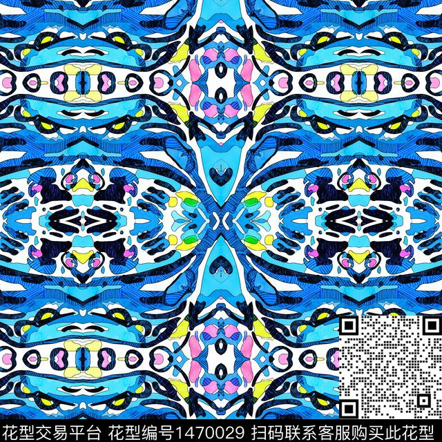 几何时尚扎染华亿平台数码印花华亿平台下载（图片编号: 1470029） - 瓦栏（Walan）