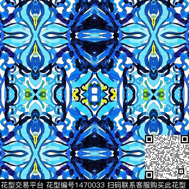 几何时尚扎染华亿平台数码印花华亿平台下载（图片编号: 1470033） - 瓦栏（Walan）