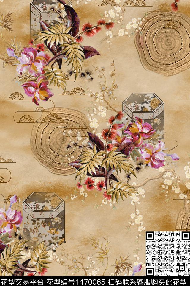 花卉真丝中国风数码印花华亿平台下载（图片编号: 1470065） - 瓦栏（Walan）