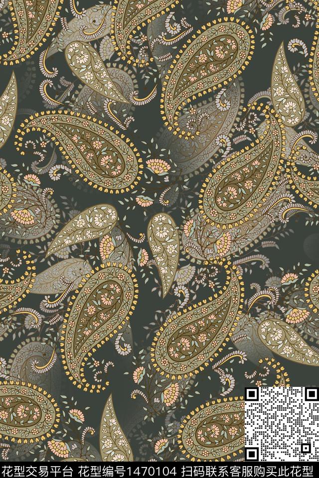 佩斯利民族风大牌风数码印花华亿平台下载（图片编号: 1470104） - 瓦栏（Walan）