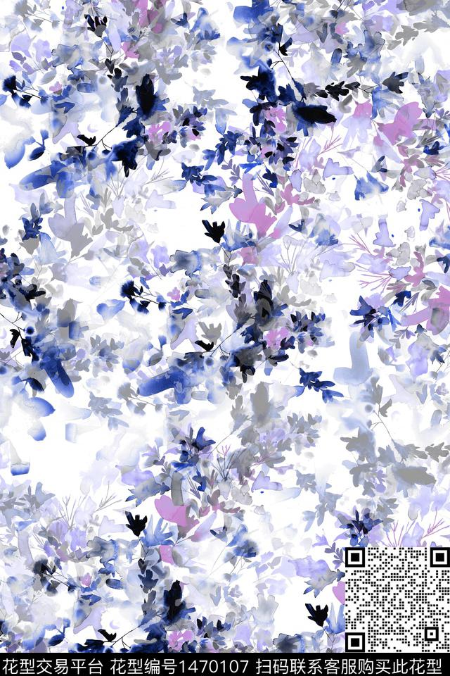 花卉小清新真丝数码印花华亿平台下载（图片编号: 1470107） - 瓦栏（Walan）