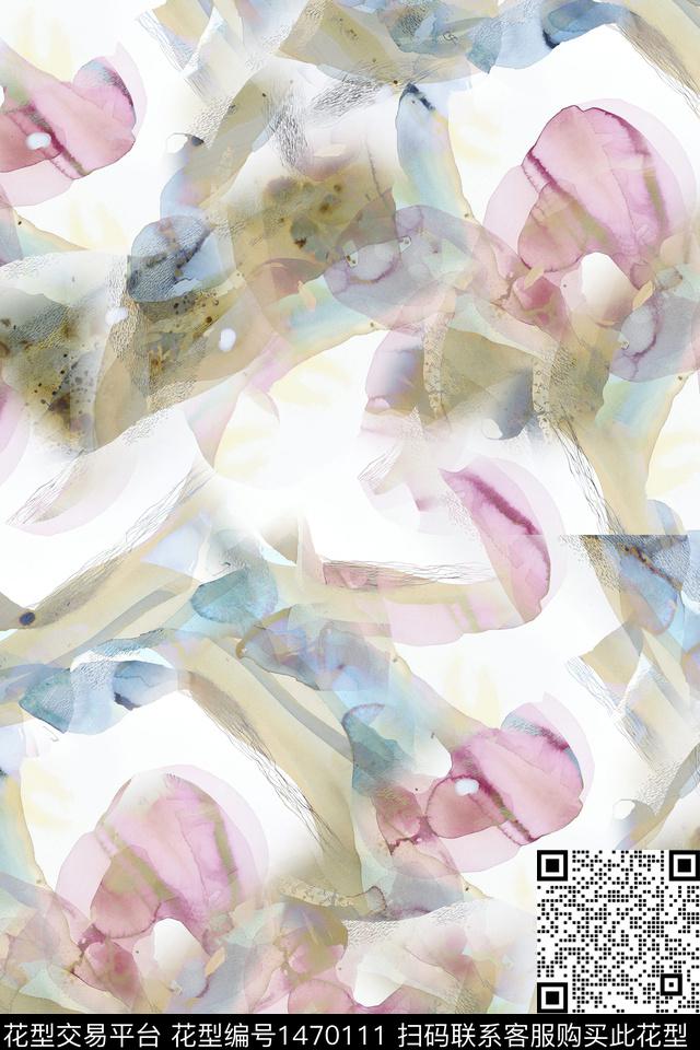 小清新抽象真丝数码印花华亿平台下载（图片编号: 1470111） - 瓦栏（Walan）