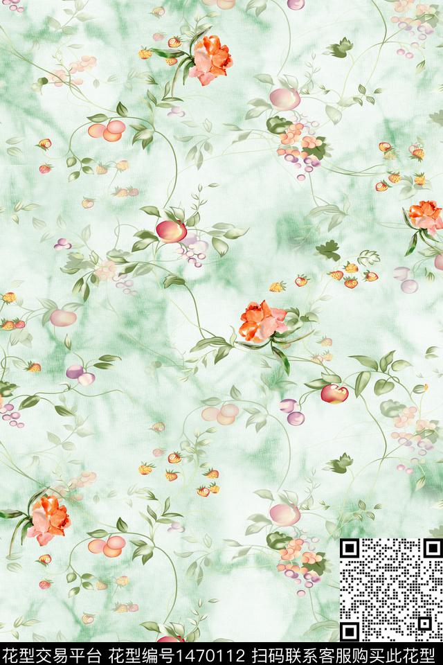 花卉小清新真丝数码印花华亿平台下载（图片编号: 1470112） - 瓦栏（Walan）