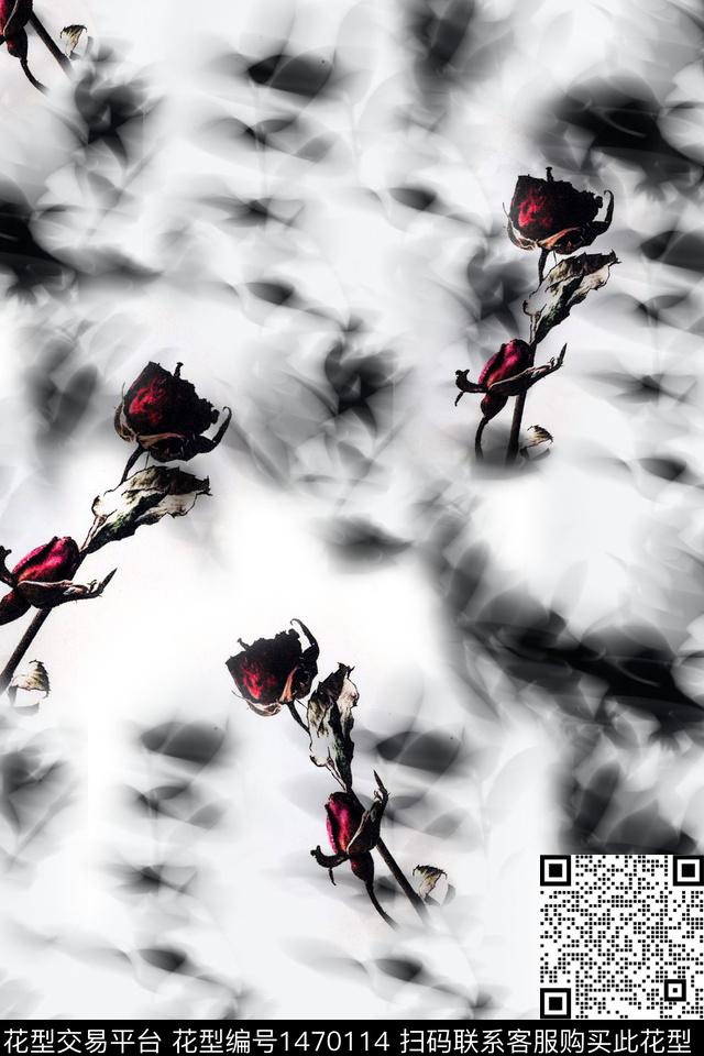 时尚花卉真丝数码印花华亿平台下载（图片编号: 1470114） - 瓦栏（Walan）