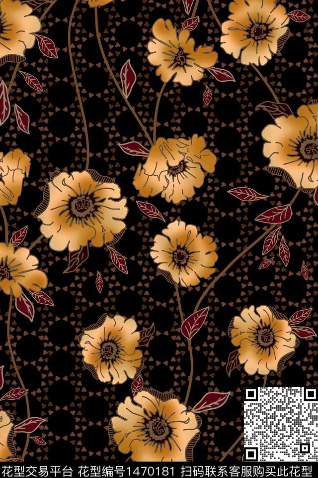 民族风花卉审数码印花华亿平台下载（图片编号: 1470181） - 瓦栏（Walan）