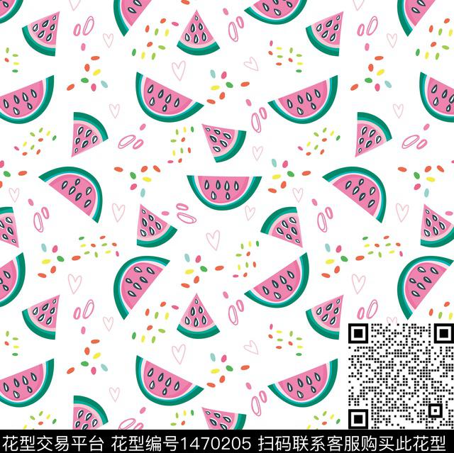 水果卡通西瓜数码印花华亿平台下载（图片编号: 1470205） - 瓦栏（Walan）