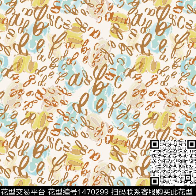 字母几何大牌风数码印花华亿平台下载（图片编号: 1470299） - 瓦栏（Walan）