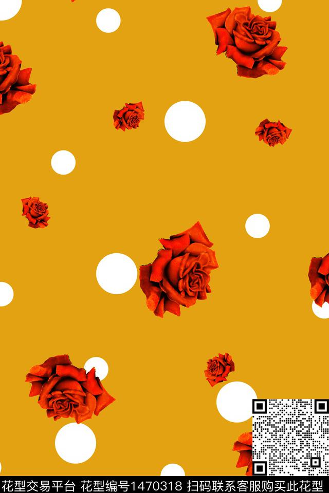 小清新波点花卉传统印花华亿平台下载（图片编号: 1470318） - 瓦栏（Walan）