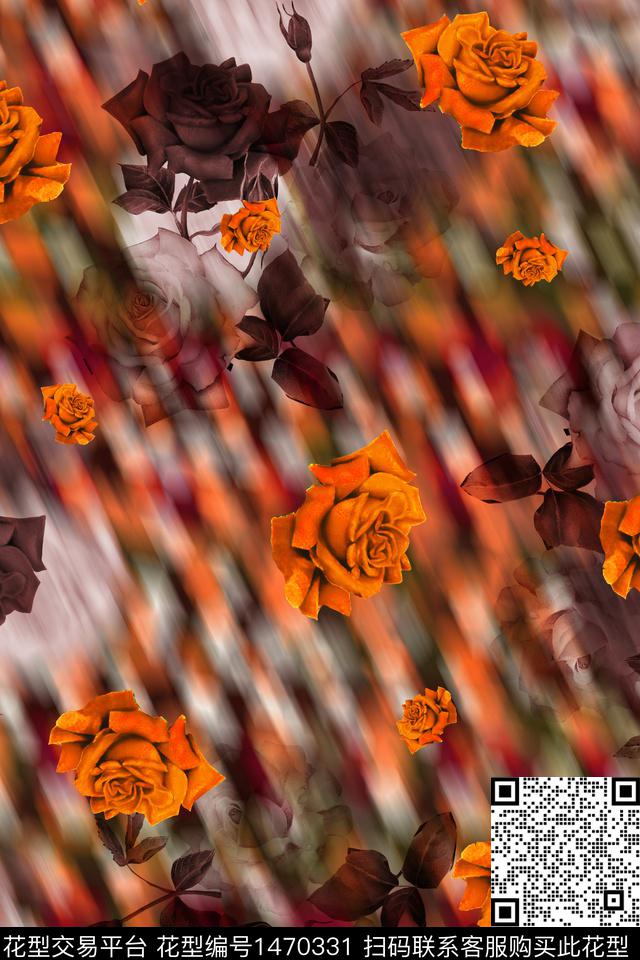 绿植树叶水彩炫彩数码印花华亿平台下载（图片编号: 1470331） - 瓦栏（Walan）