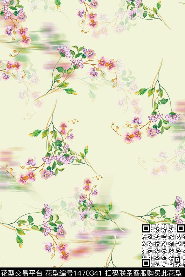 花卉小清新真丝数码印花华亿平台下载（图片编号: 1470341） - 瓦栏（Walan）
