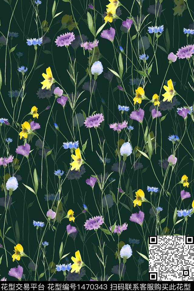 花卉真丝小碎花数码印花华亿平台下载（图片编号: 1470343） - 瓦栏（Walan）