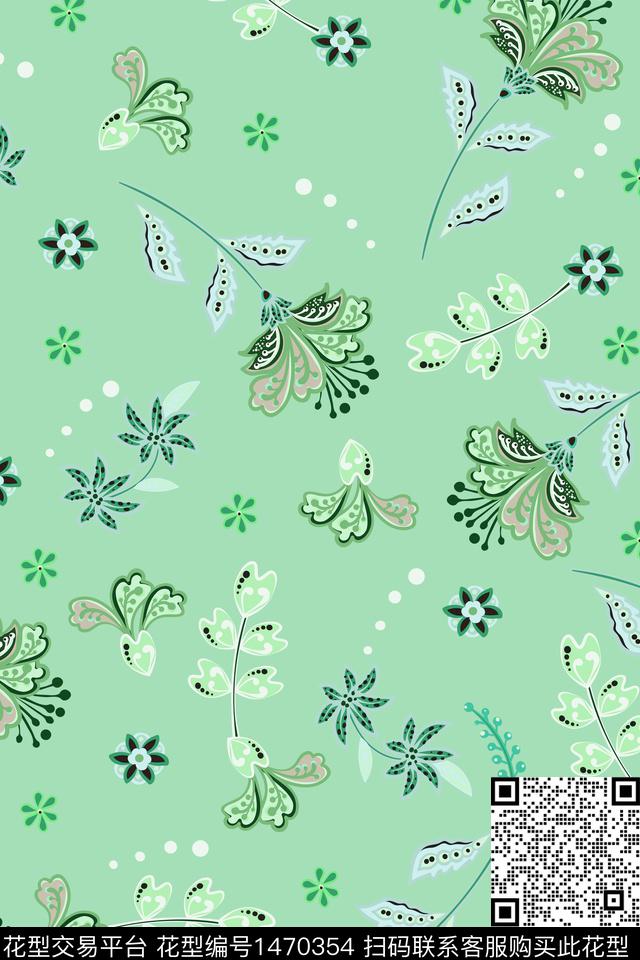 花卉古典花纹大牌风数码印花华亿平台下载（图片编号: 1470354） - 瓦栏（Walan）