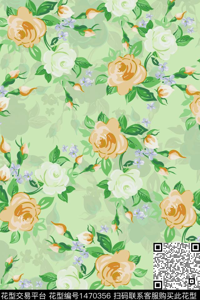 菊花花卉大牌风数码印花华亿平台下载（图片编号: 1470356） - 瓦栏（Walan）