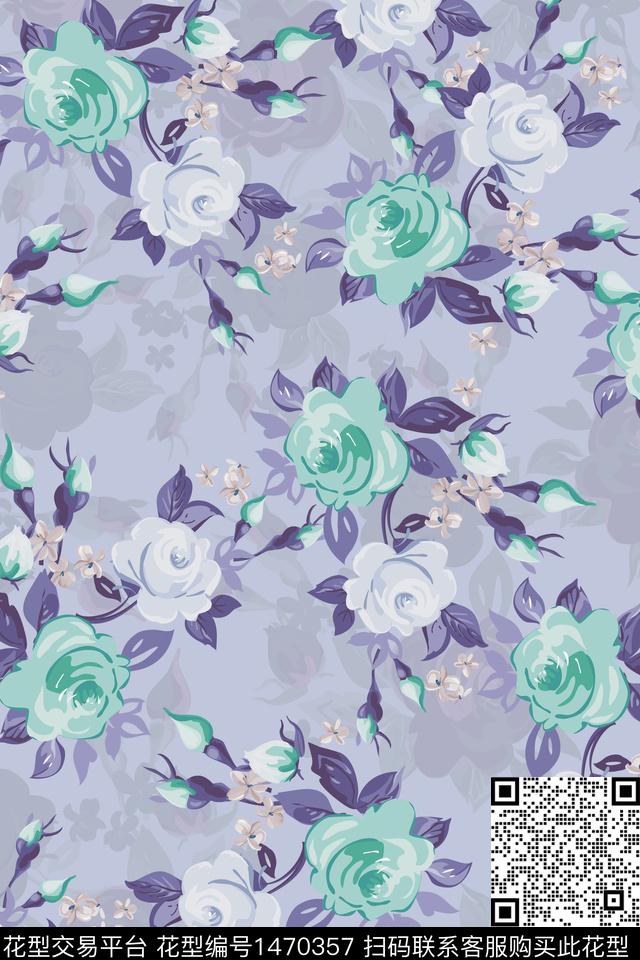 菊花花卉大牌风数码印花华亿平台下载（图片编号: 1470357） - 瓦栏（Walan）