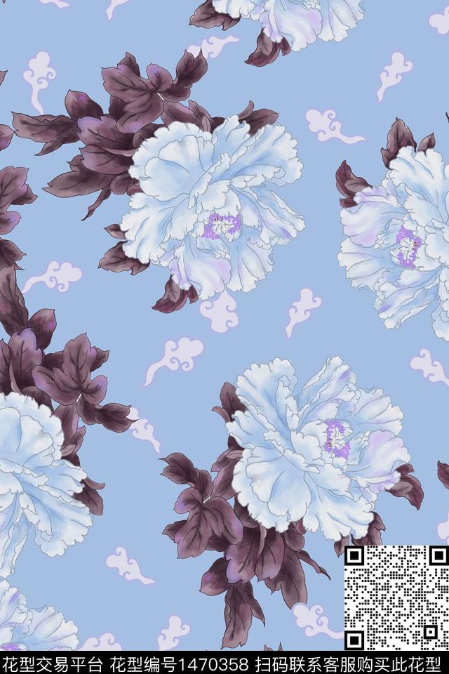 菊花扎染华亿平台花卉数码印花华亿平台下载（图片编号: 1470358） - 瓦栏（Walan）