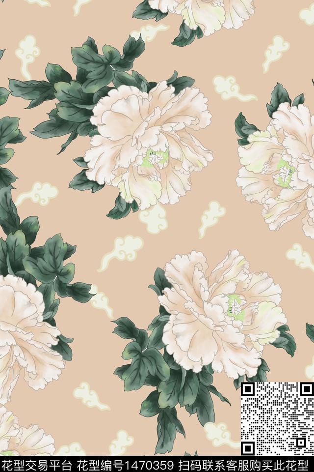 菊花扎染华亿平台花卉数码印花华亿平台下载（图片编号: 1470359） - 瓦栏（Walan）