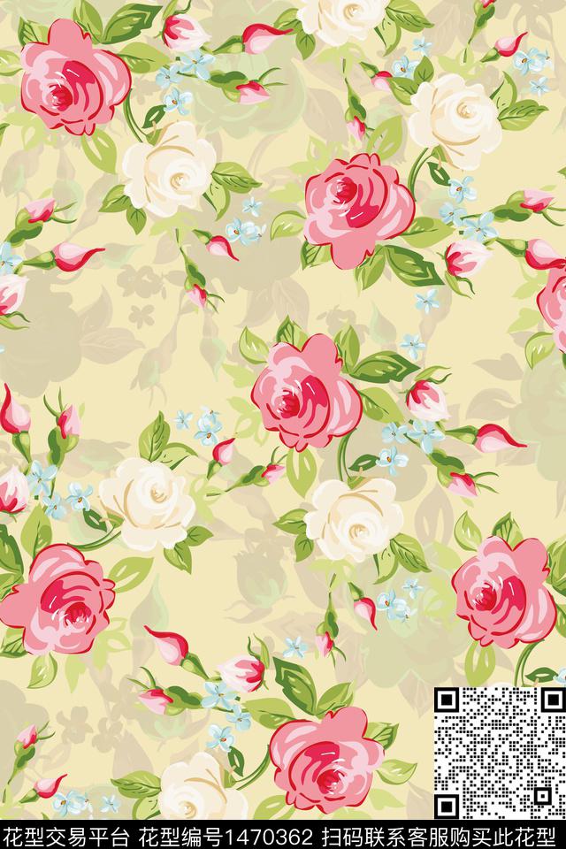花卉香云纱数码印花华亿平台下载（图片编号: 1470362） - 瓦栏（Walan）