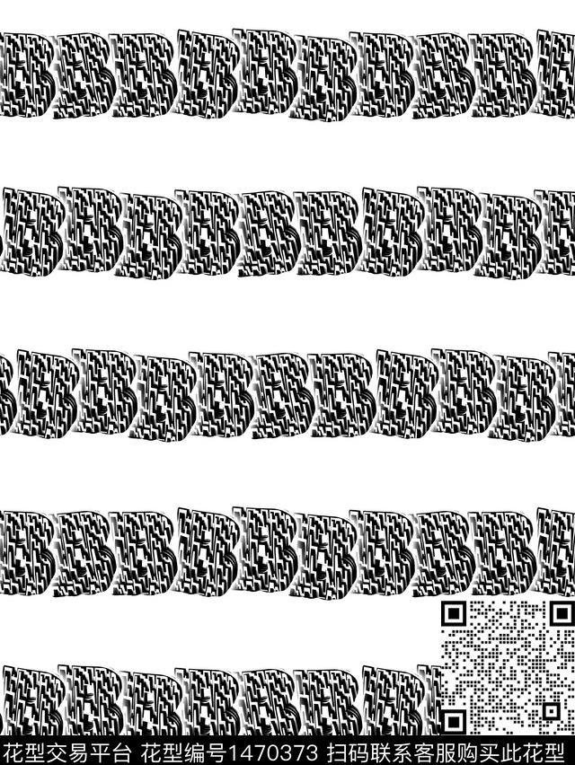 线条字母几何数码印花华亿平台下载（图片编号: 1470373） - 瓦栏（Walan）