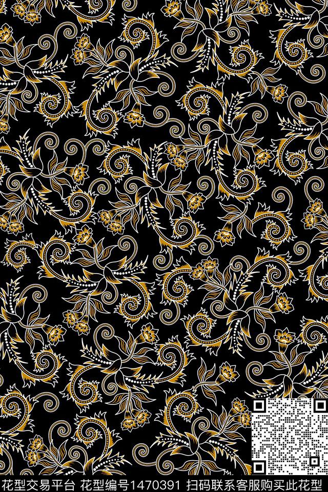 蜡染民族风花卉数码印花华亿平台下载（图片编号: 1470391） - 瓦栏（Walan）