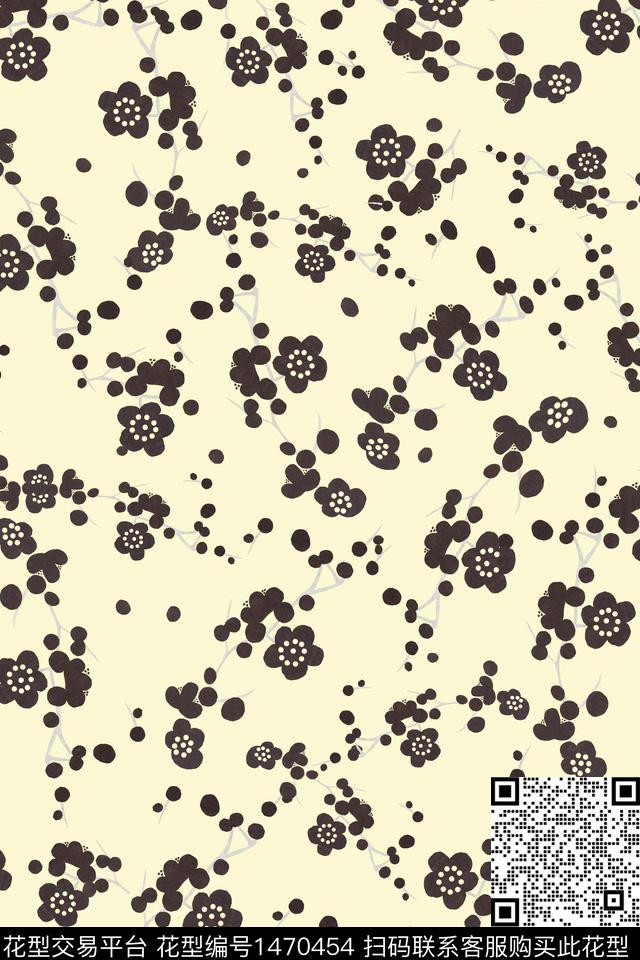 年轻女性小碎花浅黄数码印花华亿平台下载（图片编号: 1470454） - 瓦栏（Walan）