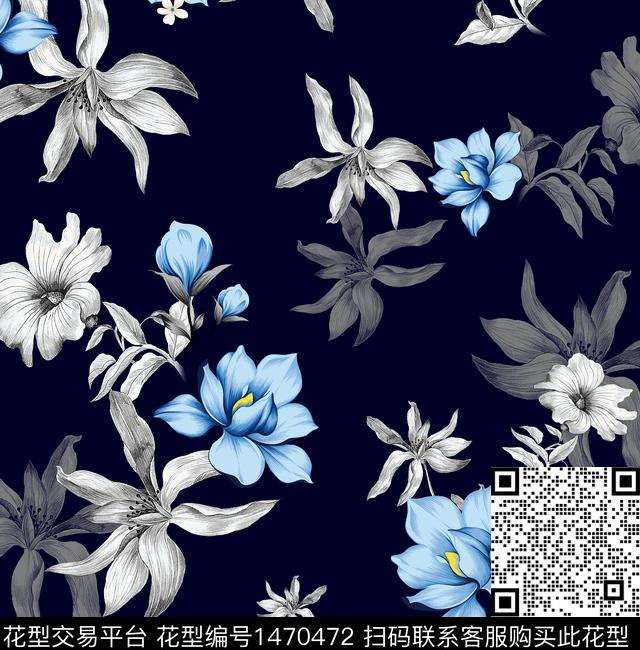 连衣裙女装花卉传统印花华亿平台下载（图片编号: 1470472） - 瓦栏（Walan）