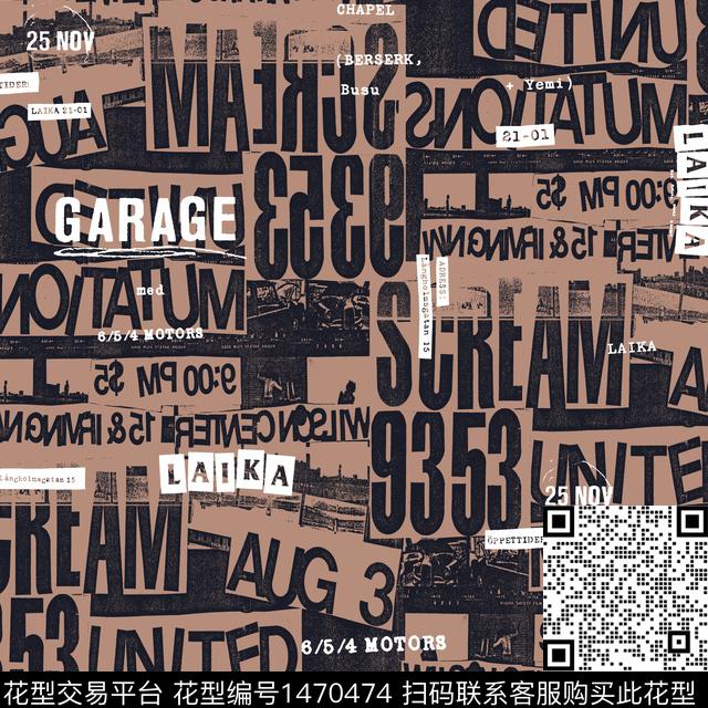 字母肌理2022传统印花华亿平台下载（图片编号: 1470474） - 瓦栏（Walan）