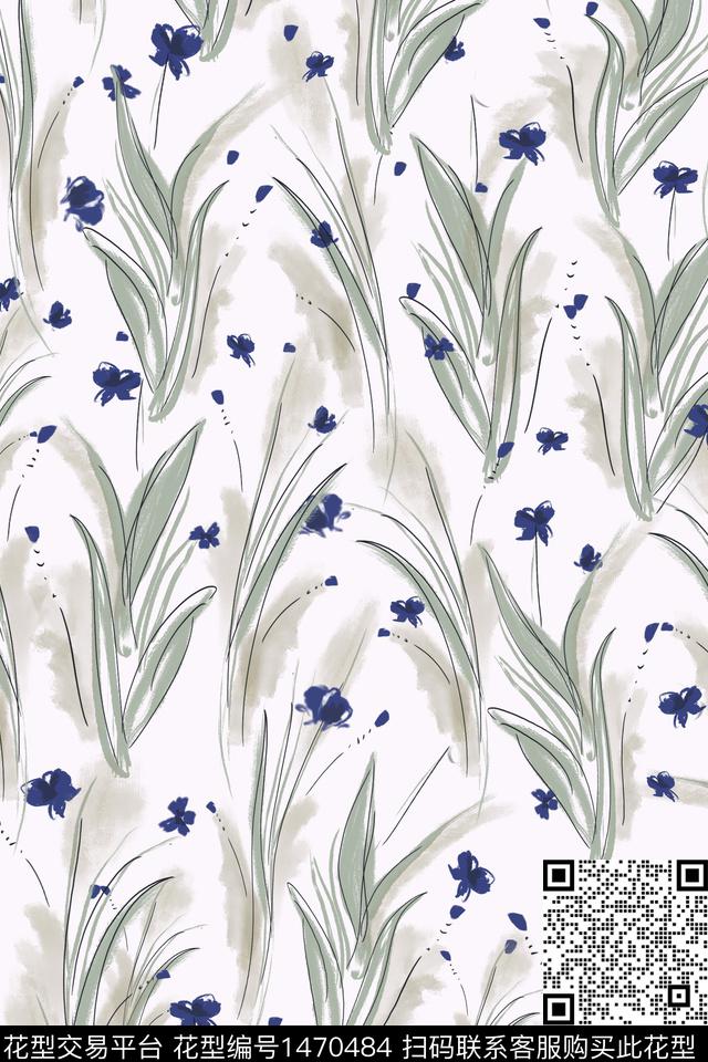 花卉植物手绘数码印花华亿平台下载（图片编号: 1470484） - 瓦栏（Walan）
